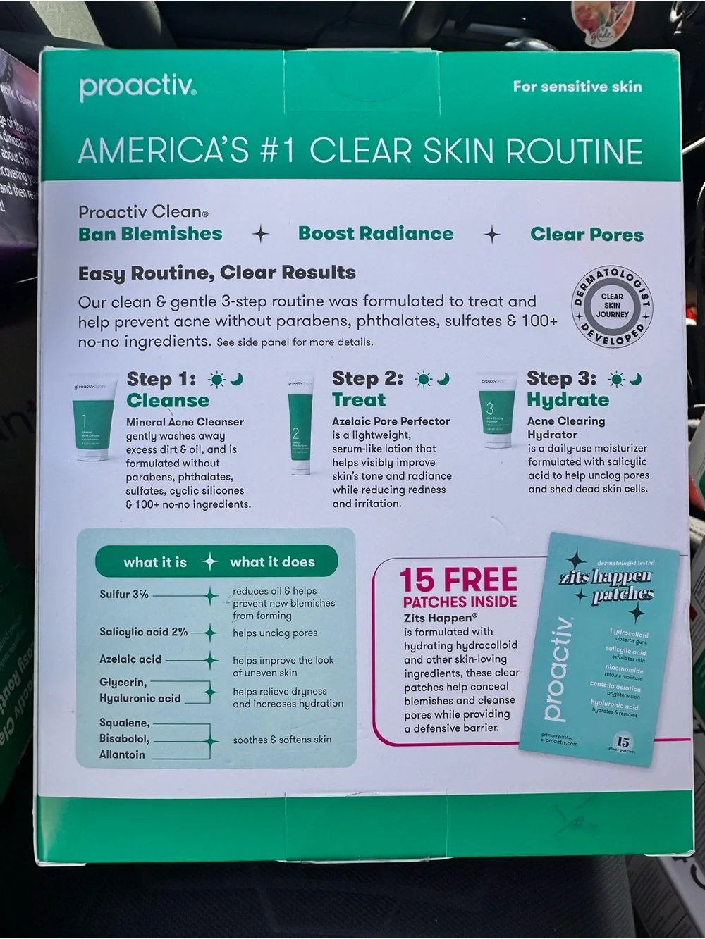 Proactiv Clean 3 Step Sensitive Skin Kit W/ 15 Pimple Patches New! Exp 10/2026
